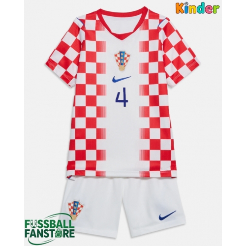Kroatien Josko Gvardiol #4 Replik Heimtrikot Kinder WM 2026 Kurzarm (+ Kurze Hosen)